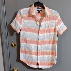 Gap Kids Casual And Charming Pastel Striped Button Down Shirt